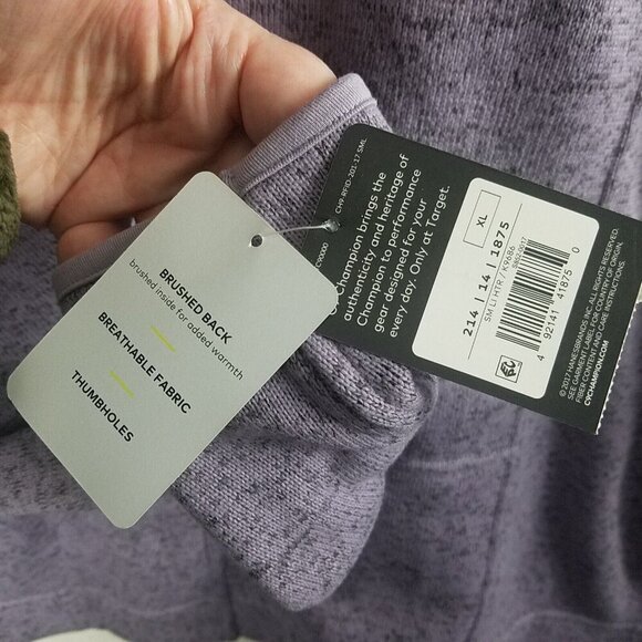 CHAMPION Woman's XL Purple heather Jacket Sweater Knit Zip Pockets Outdoors - Picture 14 of 16